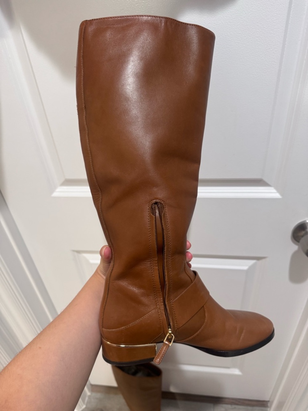 Tory Burch Chestnut Brown Leather Tall Riding Boots - Picture 6 of 8